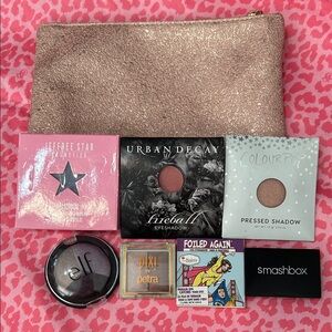 Ipsy Rose Gold Makeup Bag with Assorted Eyeshadows